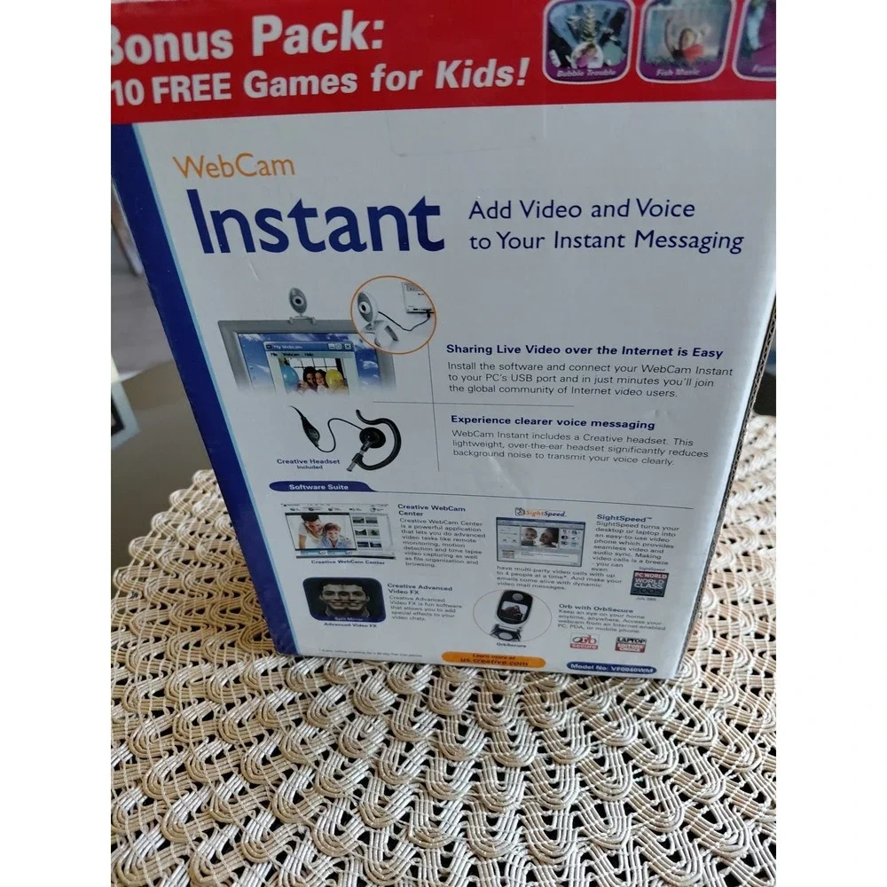 Creative Webcam Instant with Headset VF0040 VF0040WM‎ New In Box Video Voice